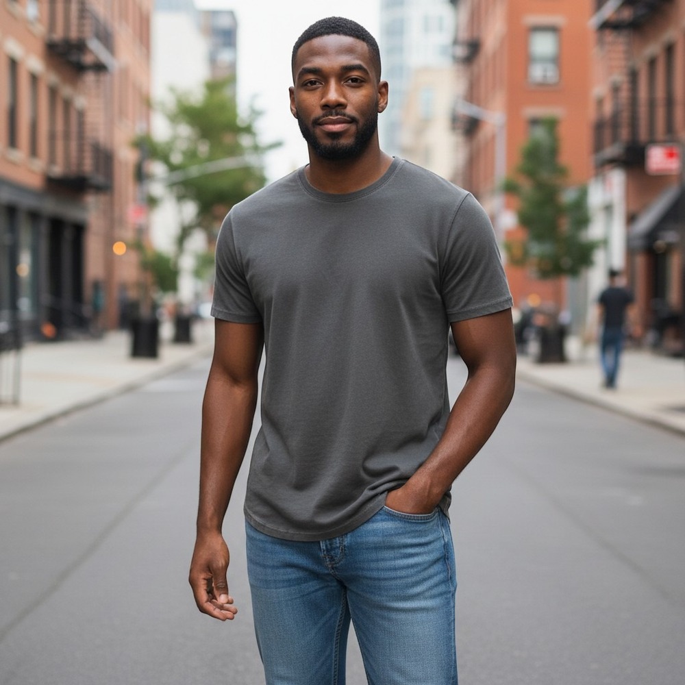 Buck Mason Coal Venice Wash Slub Curved Hem Tee BM11001.102COLVWL Mens Large